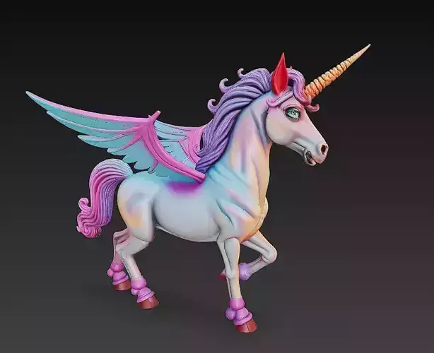 Unicorn Realistic 3D Model Basic - Low Poly Realistic
