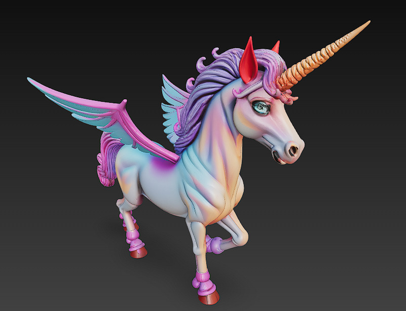 Unicorn Realistic 3D Model Basic - Low Poly Realistic Low-poly 3D model_2