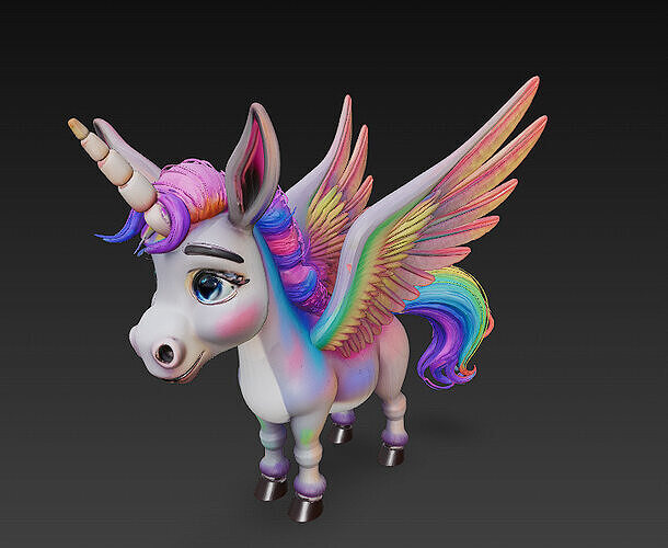 Donkeycorn Rainbow Realistic 3D Model Basic - Donkeycorn Low-poly 3D model