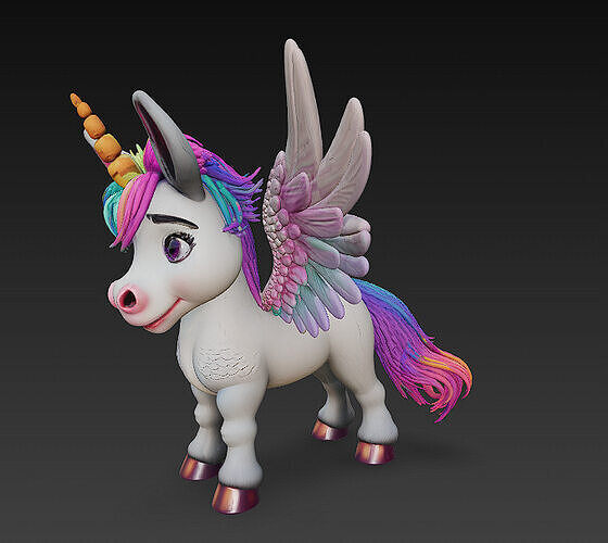 Donkeycorn Rainbow Realistic 3D Model Basic - Donkeycorn Low-poly 3D model