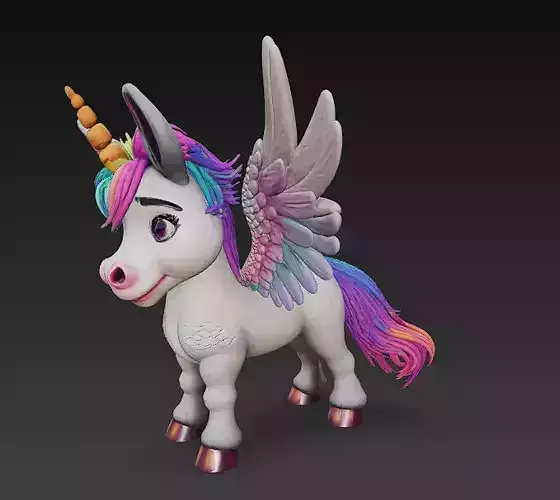 Donkeycorn Rainbow Realistic 3D Model Basic - Donkeycorn