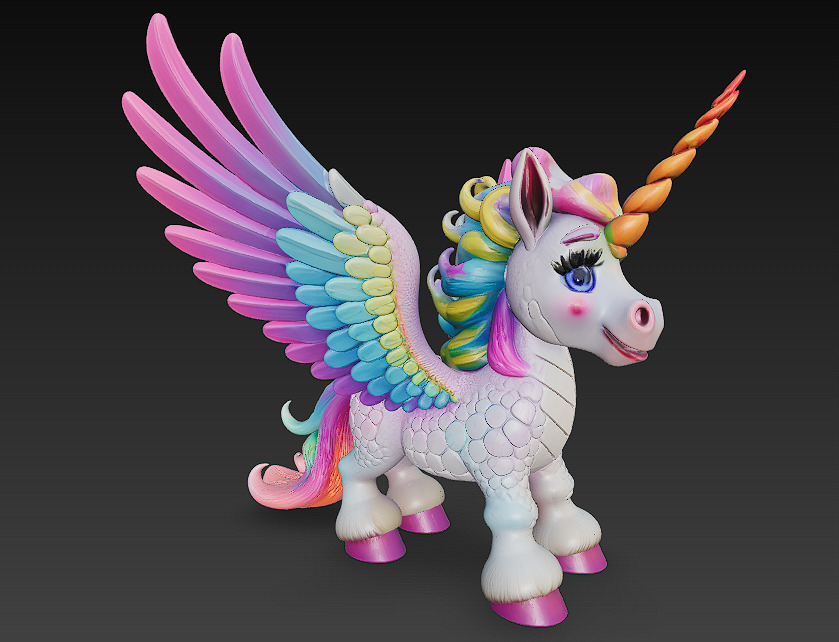Unicorn Realistic 3D Model Basic - Low Poly Realistic Low-poly 3D model_2