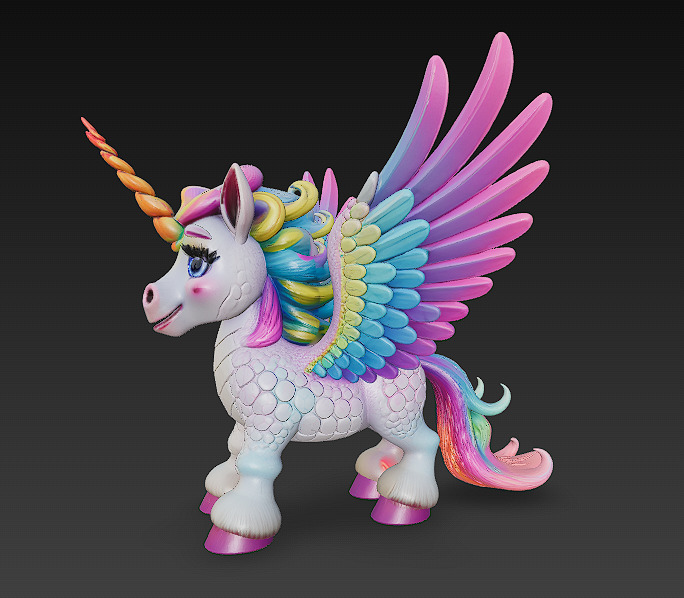 Unicorn Realistic 3D Model Basic - Low Poly Realistic Low-poly 3D model_3