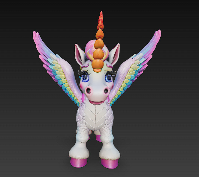 Unicorn Realistic 3D Model Basic - Low Poly Realistic Low-poly 3D model_1