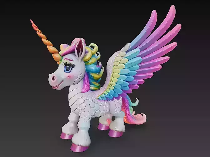 Unicorn Realistic 3D Model Basic - Low Poly Realistic