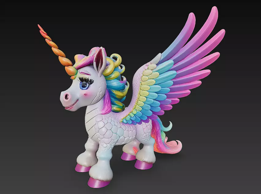 Unicorn Realistic 3D Model Basic - Low Poly Realistic Low-poly 3D model_0