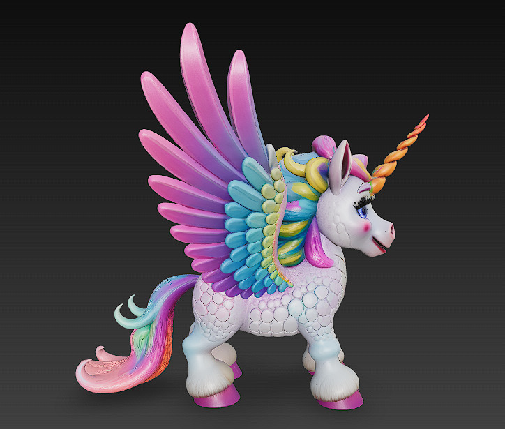 Unicorn Realistic 3D Model Basic - Low Poly Realistic Low-poly 3D model_4