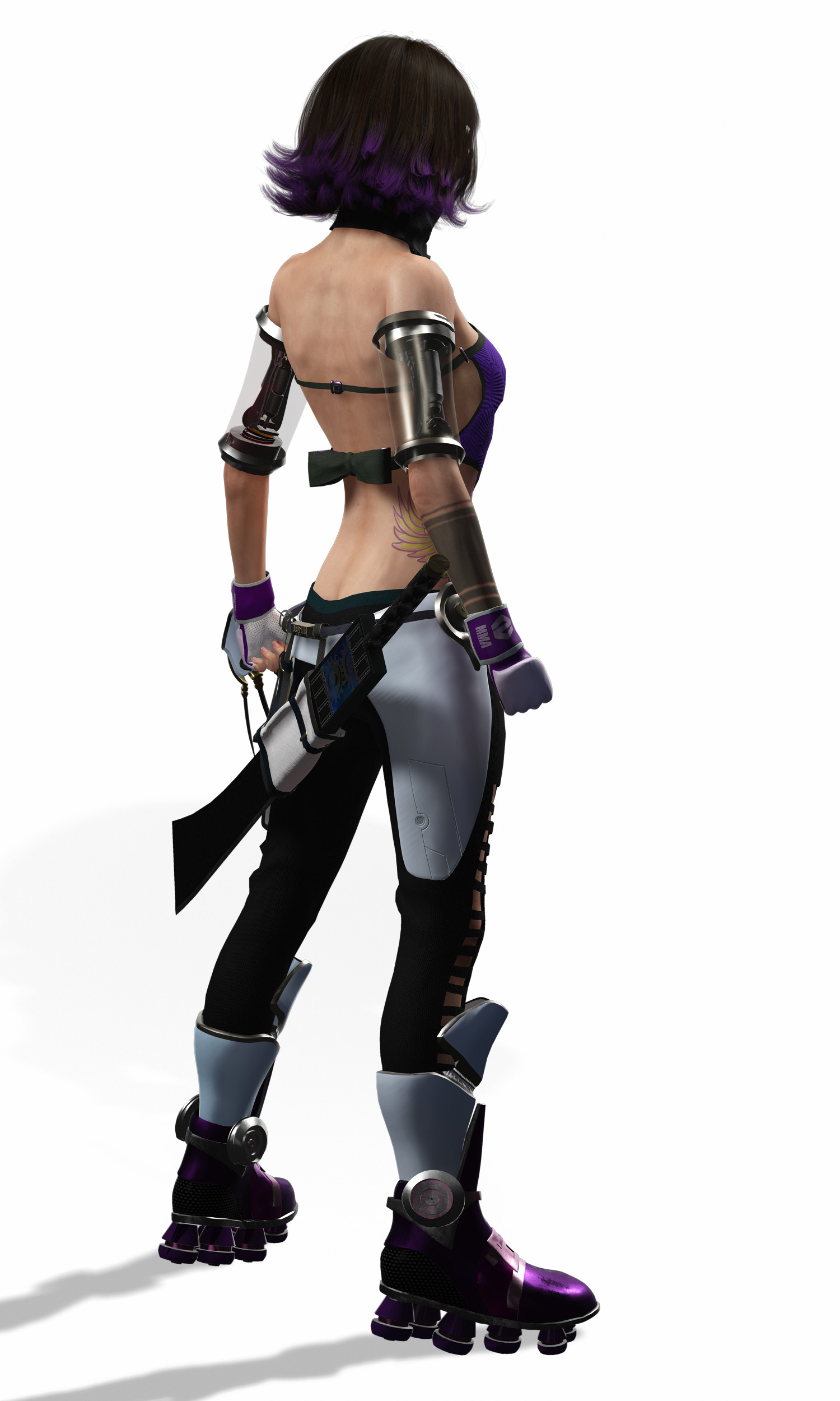 Cyber Ninja Girl Stylized Futuristic Female Character Low-poly 3D model_10