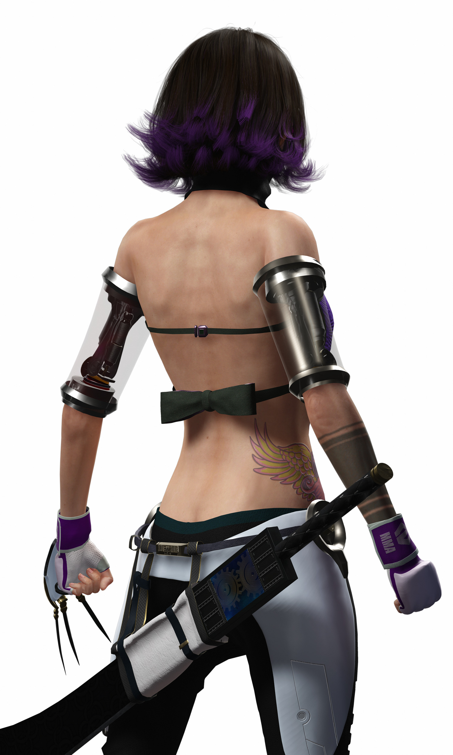 Cyber Ninja Girl Stylized Futuristic Female Character Low-poly 3D model_9