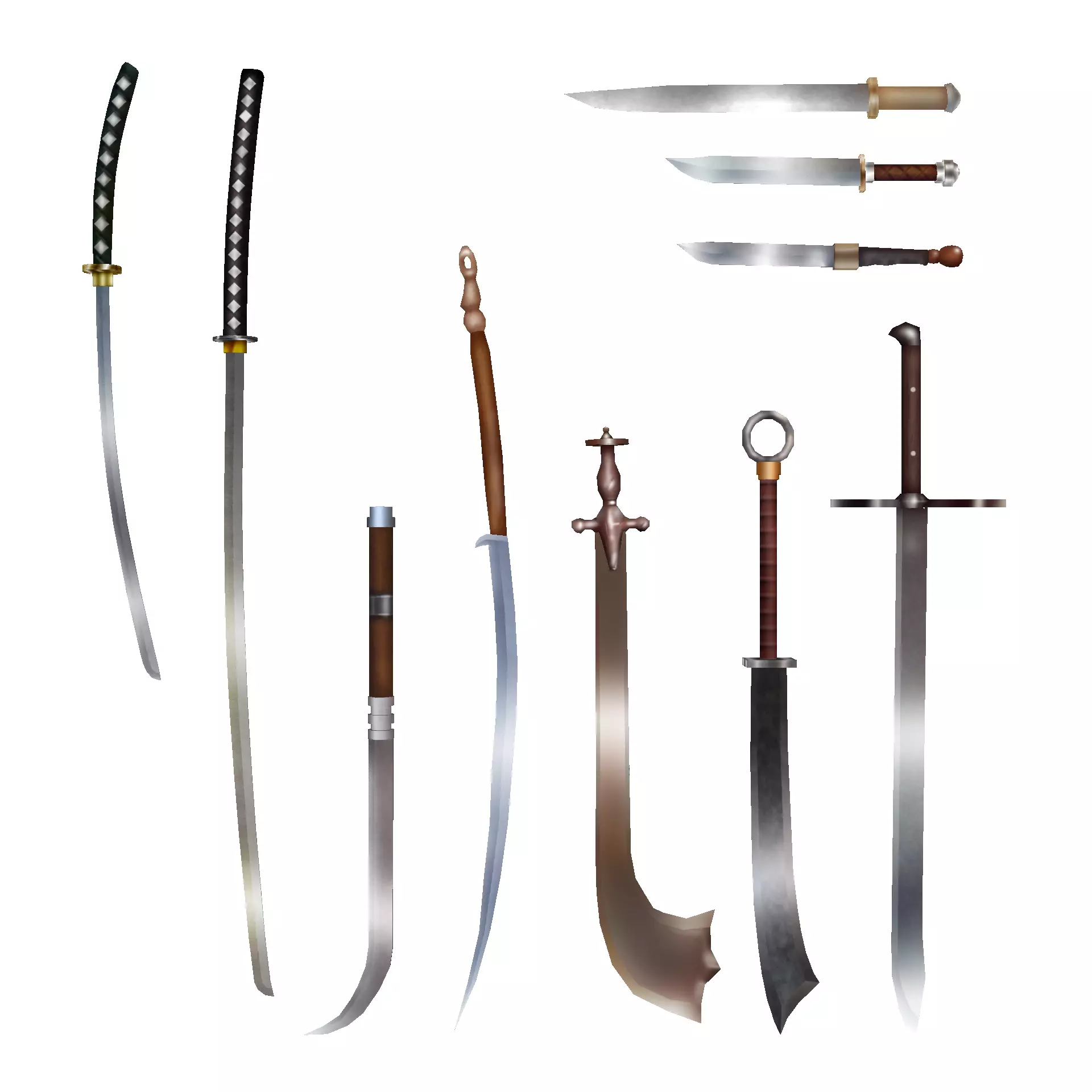Hand Painted Swords Pack 2 Low-poly 3D model_0