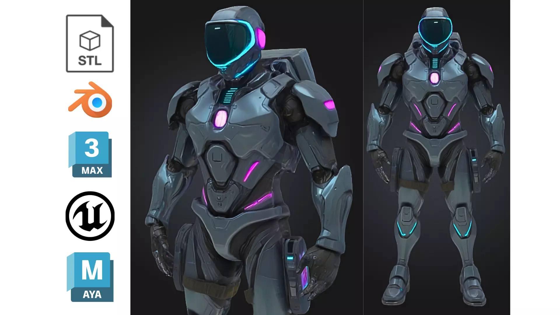 Futuristic Sci Fi Combat Robot Low-poly 3D model_0