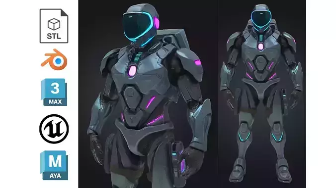 Futuristic Sci Fi Combat Robot Low-poly 3D model Futuristic Sci Fi Combat Robot Low-poly 3D model