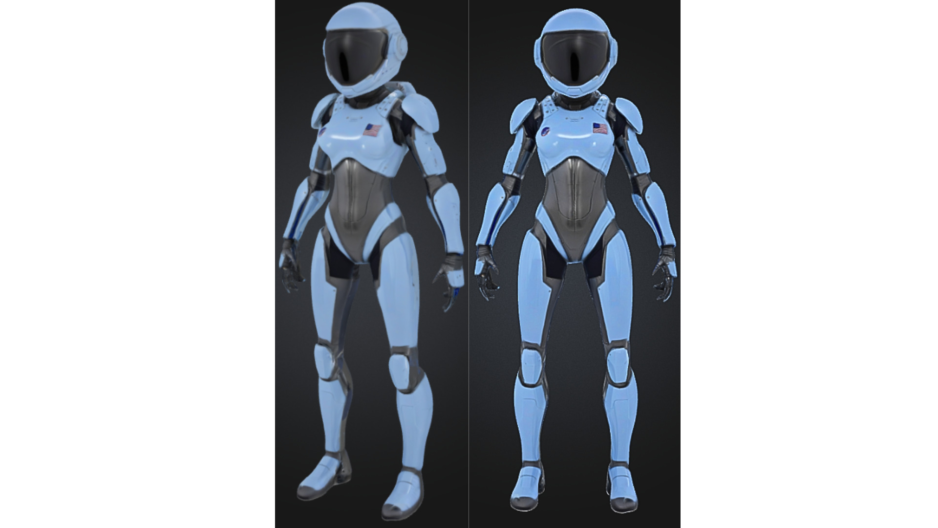 Female Astronaut Exosuit Space Low-poly 3D model_3
