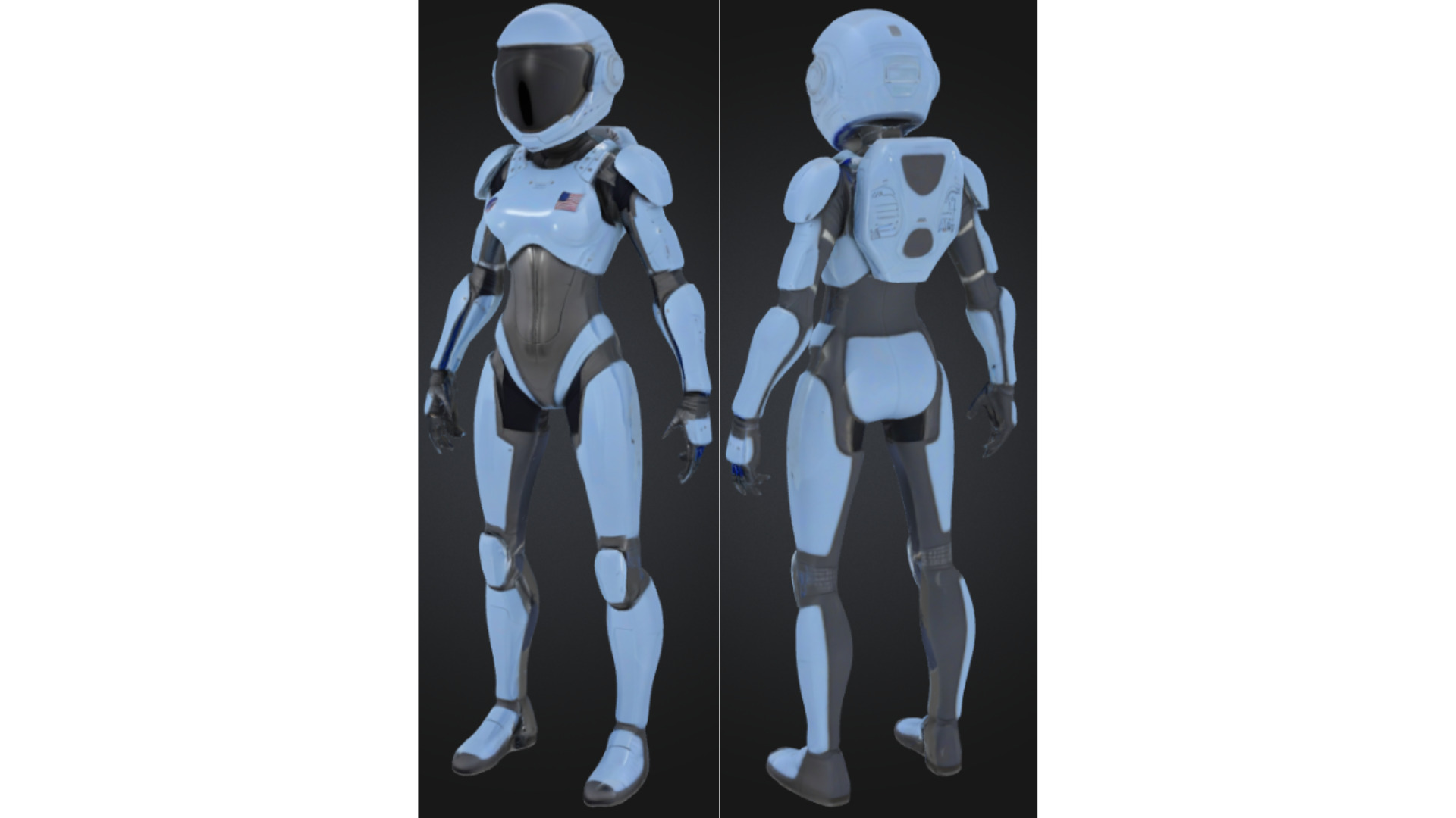 Female Astronaut Exosuit Space Low-poly 3D model_1