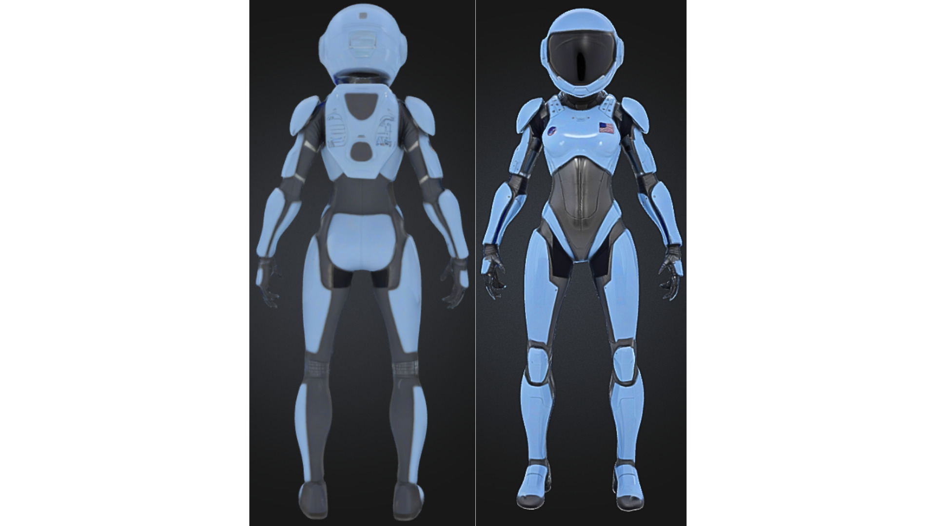 Female Astronaut Exosuit Space Low-poly 3D model_2