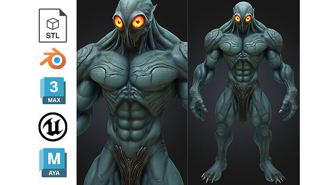 Alien Humanoid Creature Low-poly 3D model