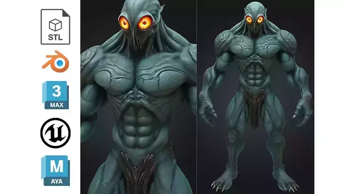Alien Humanoid Creature Low-poly 3D model