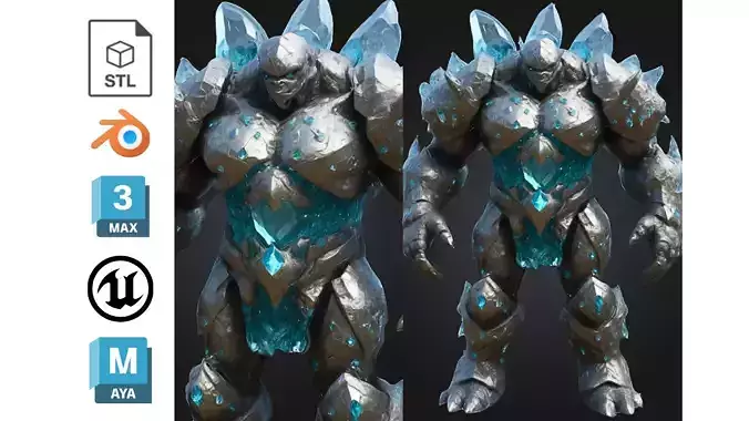 Crystal Golem Rock Monster Low-poly 3D model