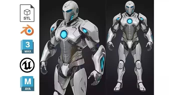 Futuristic Robot Android Low-poly 3D model