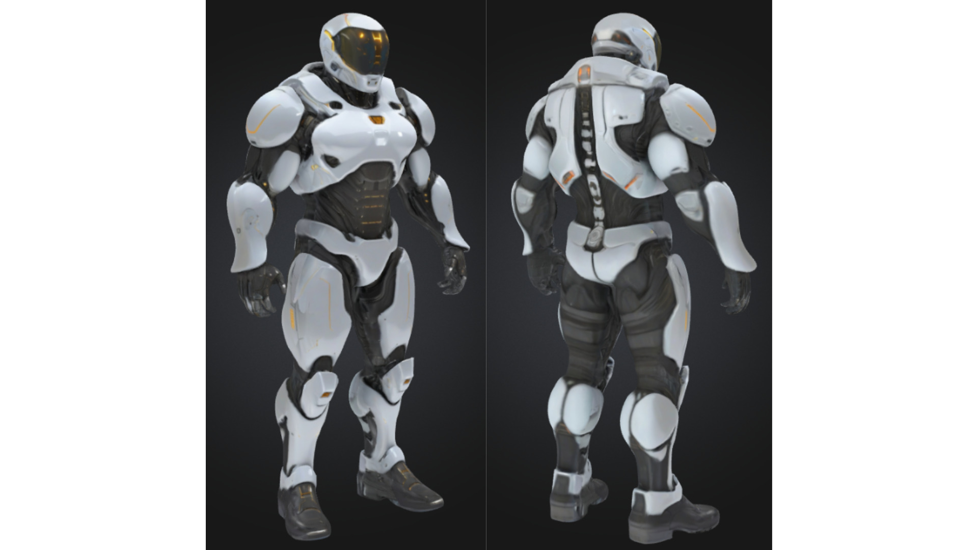 Futuristic Combat Android Low-poly 3D model_2