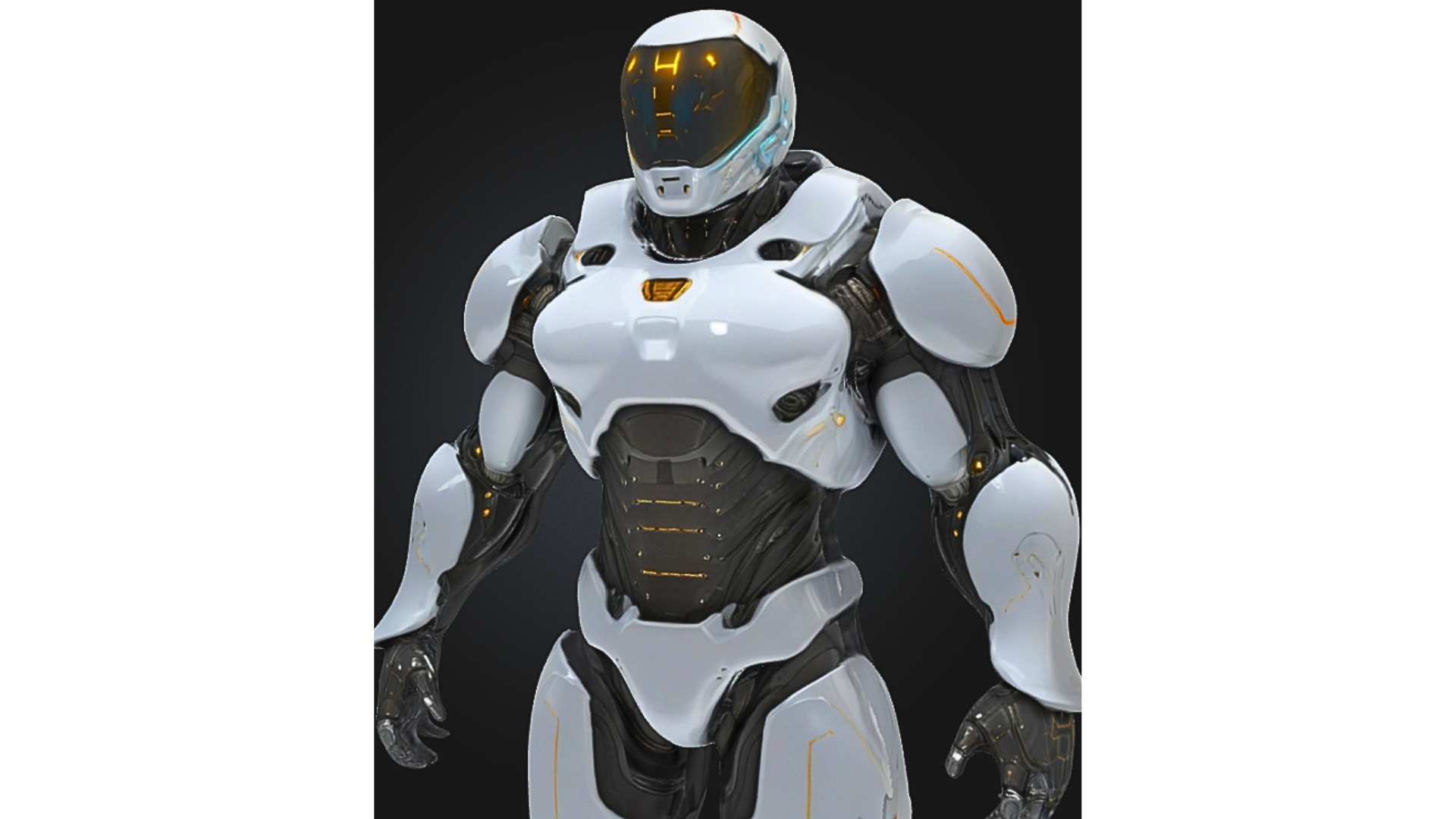 Futuristic Combat Android Low-poly 3D model_4