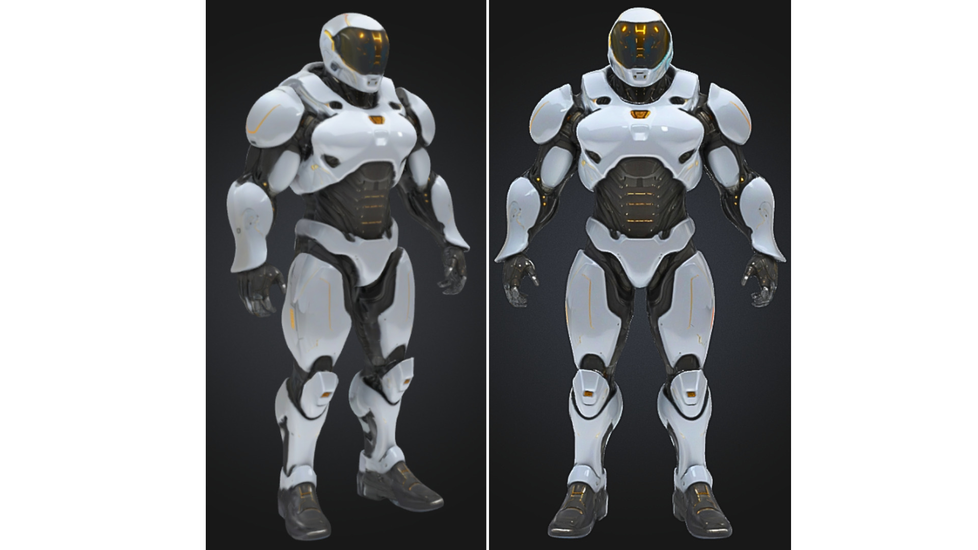Futuristic Combat Android Low-poly 3D model_3