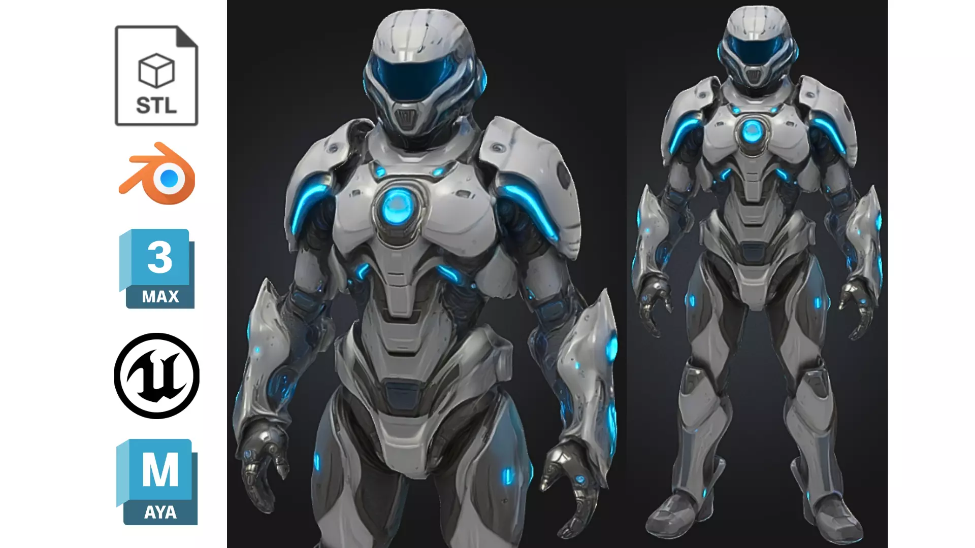 Futuristic Combat Robot Soldier Sci Fi Low-poly 3D model_0