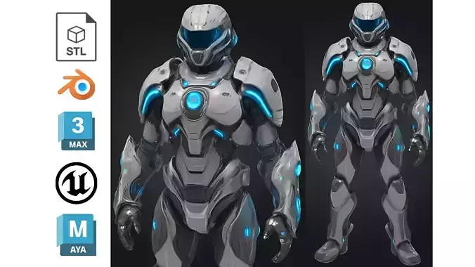 Futuristic Combat Robot Soldier Sci Fi Low-poly 3D model