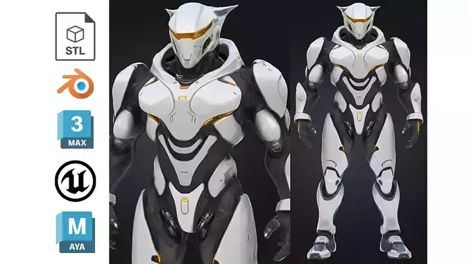 Feline Inspired Sci Fi Android