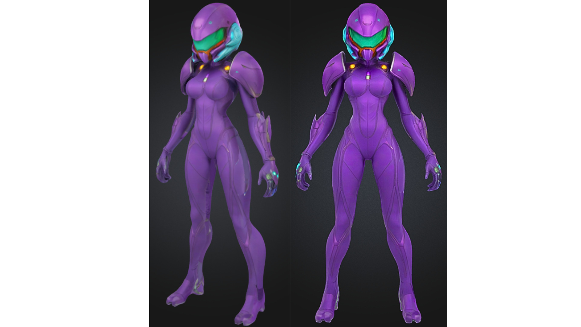 Sci Fi Female Android in Purple Power Suit Low-poly 3D model_3
