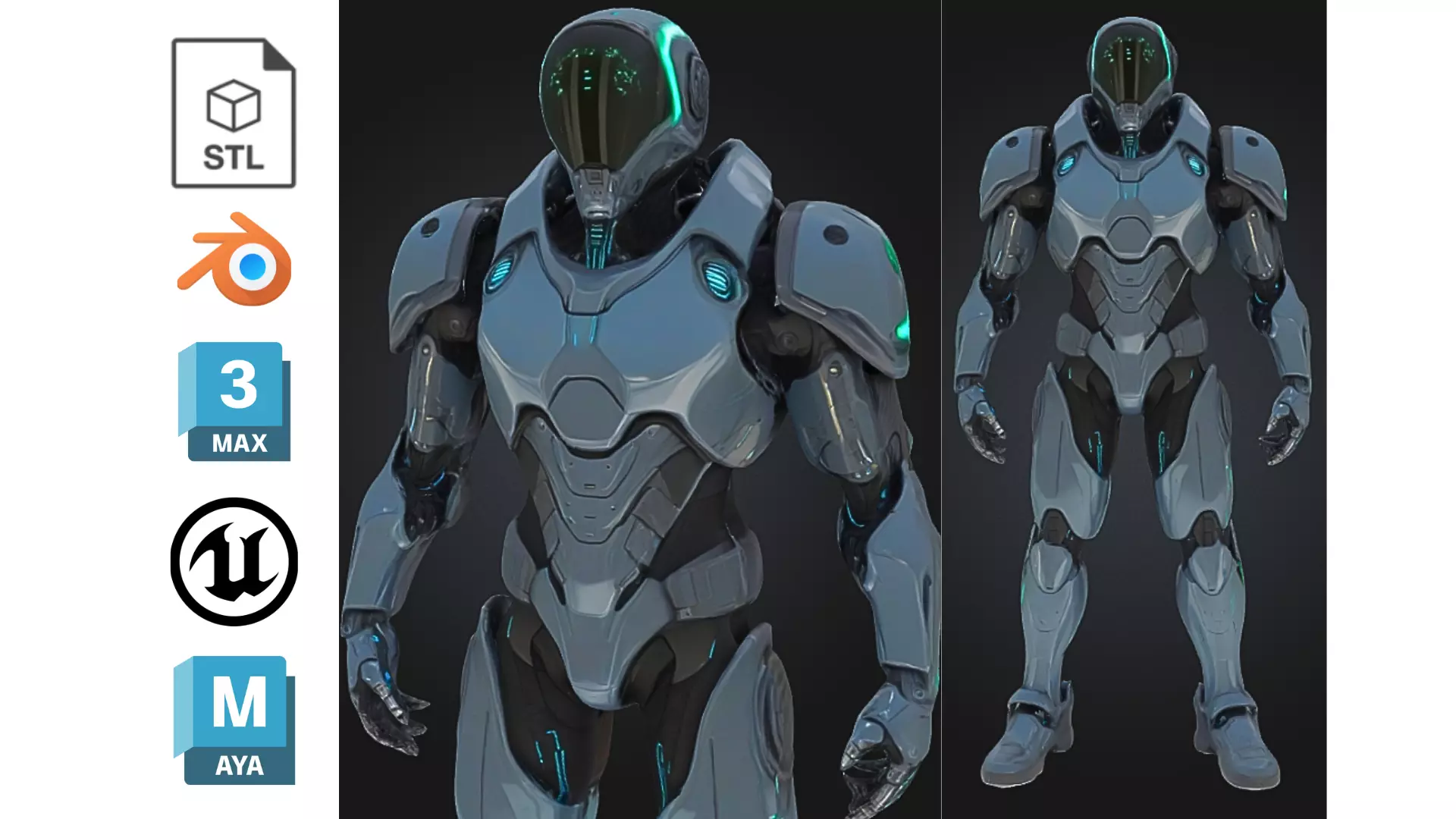 Next Gen Sci Fi Armored Robot Character Low-poly 3D model_0