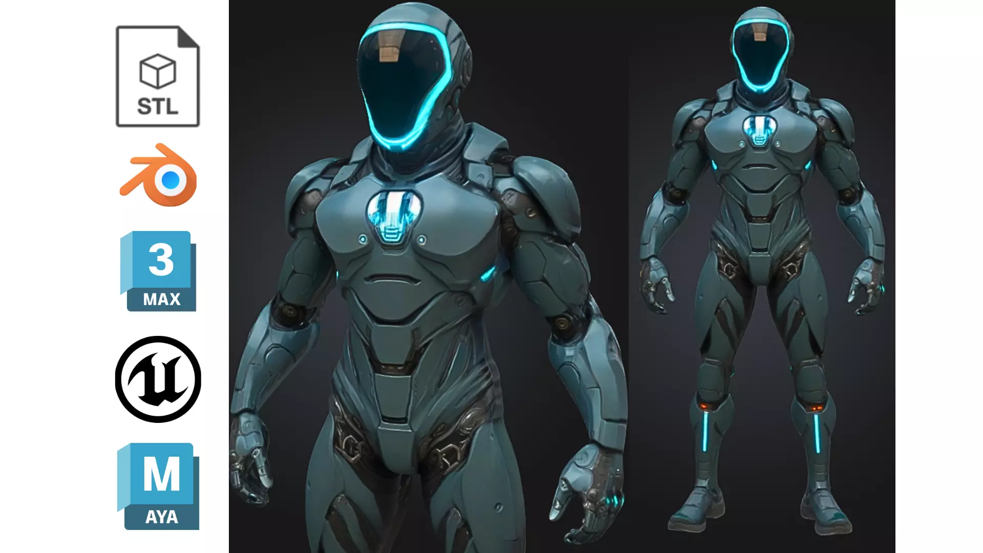 Futuristic Sci Fi Armored Soldier Low-poly 3D model_0