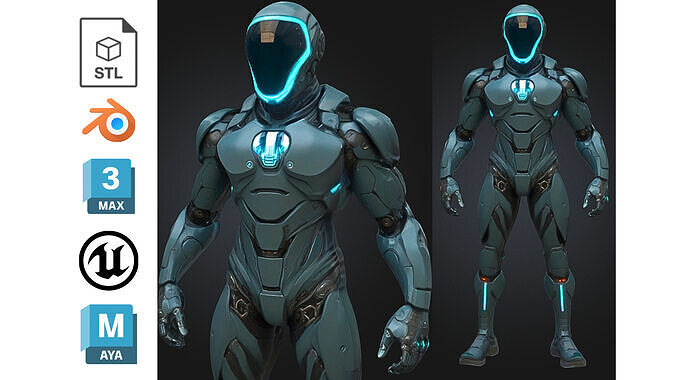 Futuristic Sci Fi Armored Soldier Low-poly 3D model