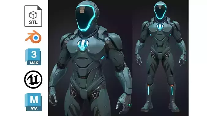 Futuristic Sci Fi Armored Soldier Low-poly 3D model Futuristic Sci Fi Armored Soldier Low-poly 3D model