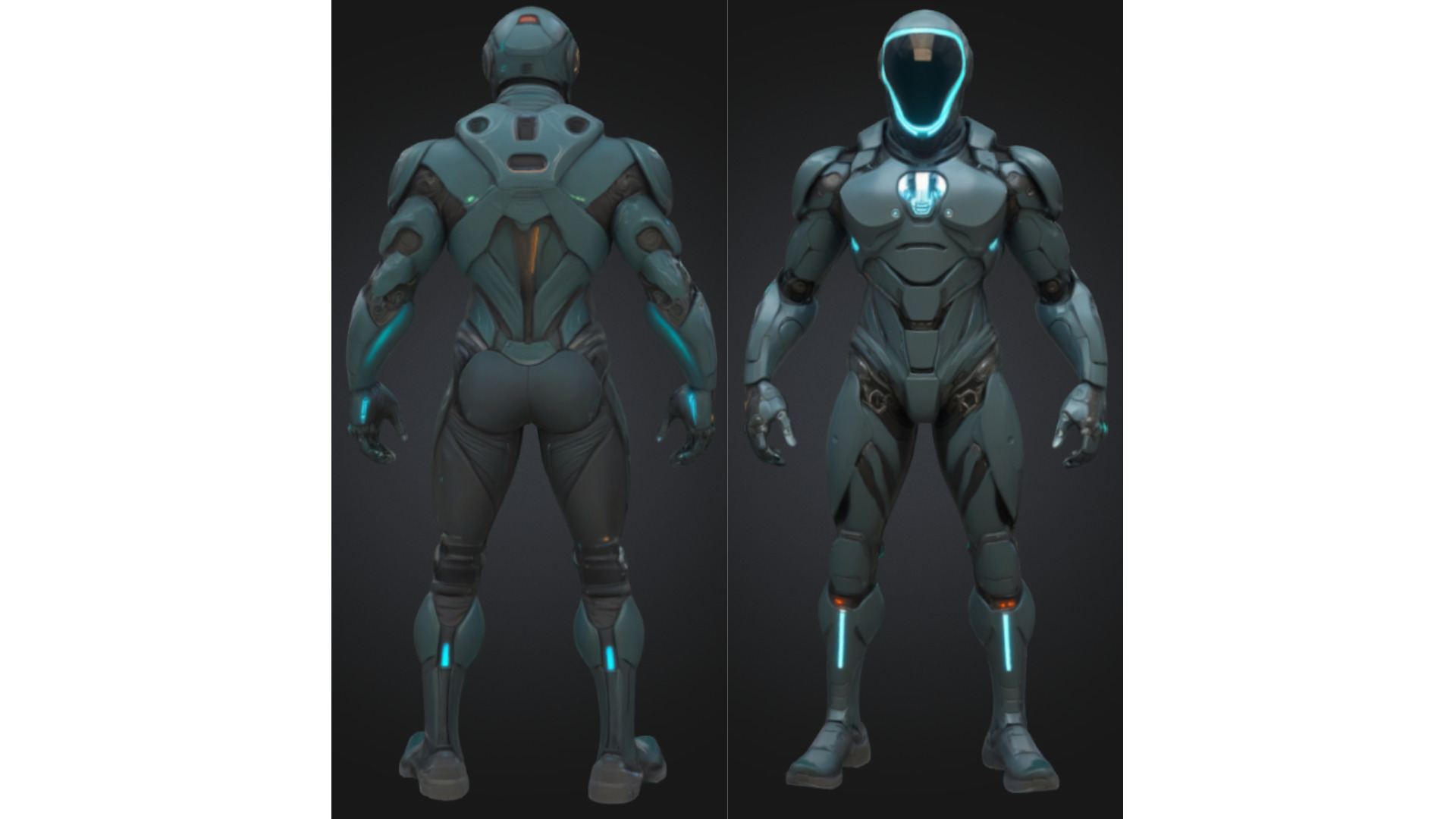 Futuristic Sci Fi Armored Soldier Low-poly 3D model_2