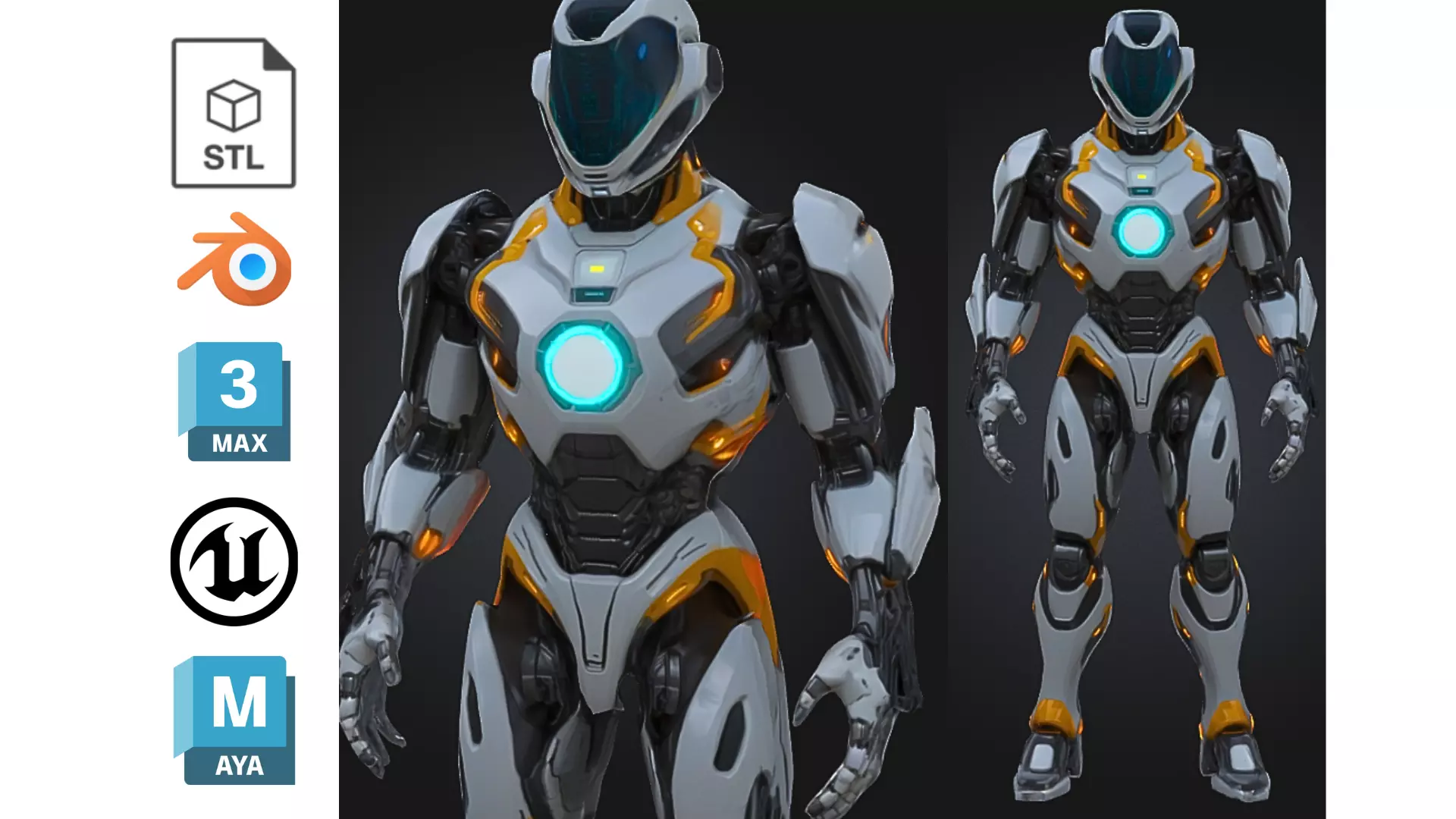 Futuristic Armored Sci Fi Robot Low-poly 3D model_0