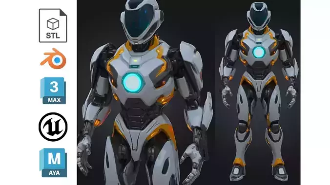 Futuristic Armored Sci Fi Robot Low-poly 3D model Futuristic Armored Sci Fi Robot Low-poly 3D model