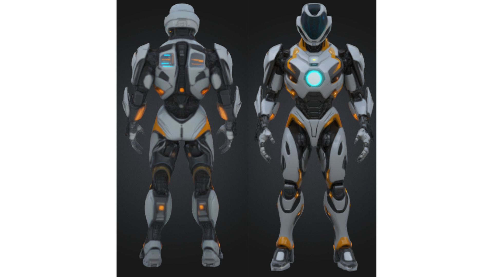 Futuristic Armored Sci Fi Robot Low-poly 3D model_1