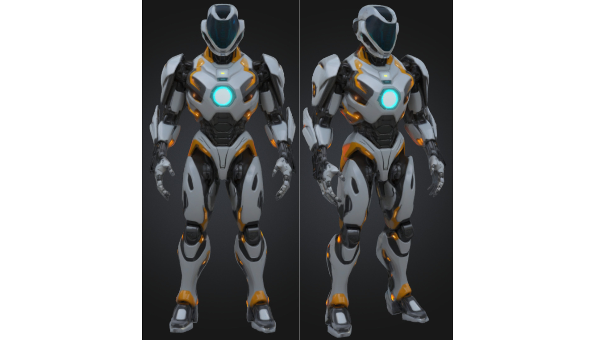 Futuristic Armored Sci Fi Robot Low-poly 3D model_3