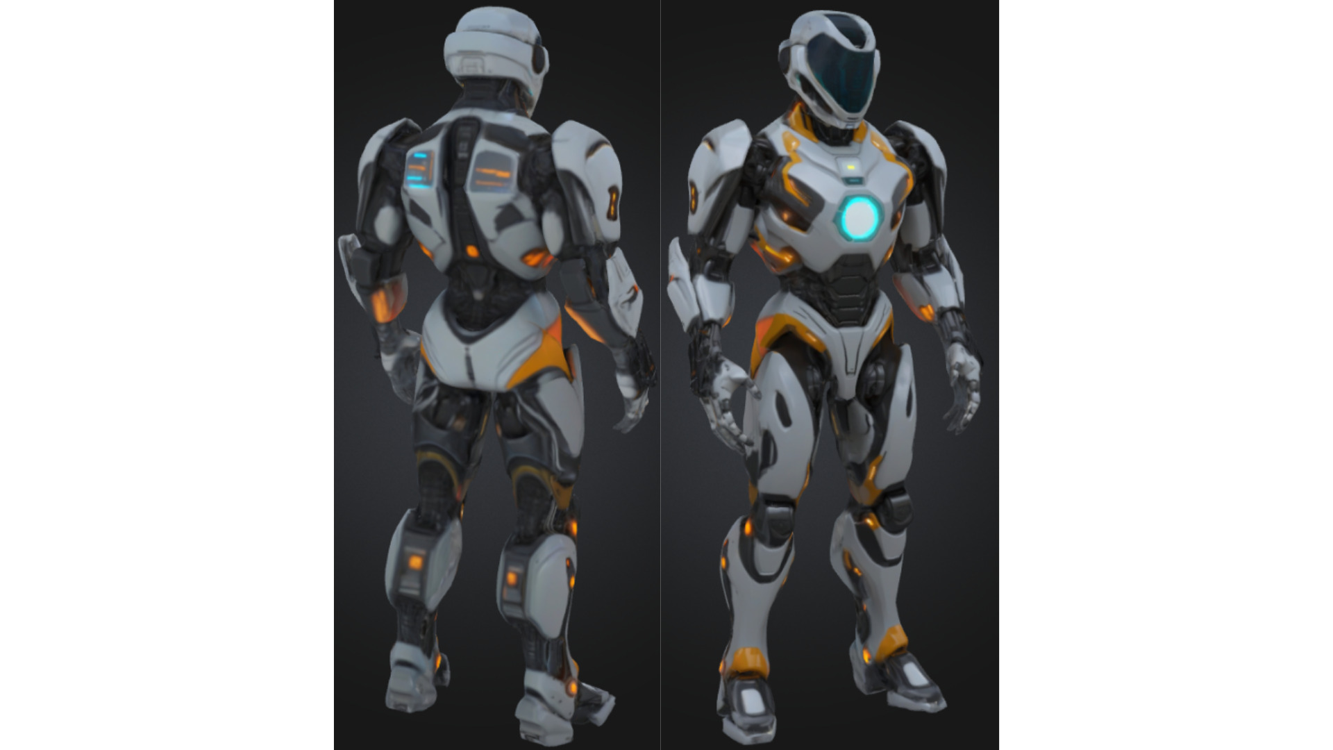 Futuristic Armored Sci Fi Robot Low-poly 3D model_2