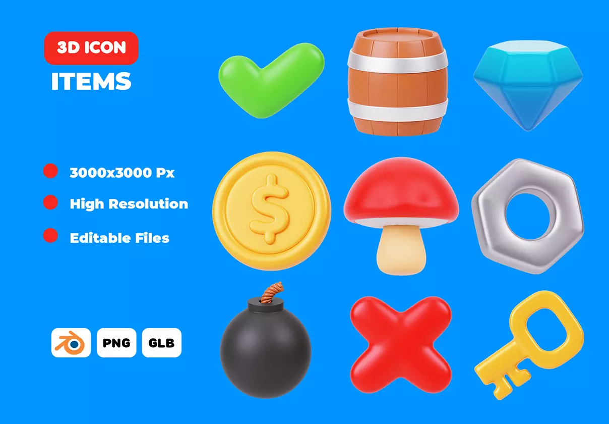 Items 3D Icon Pack 3D model_0