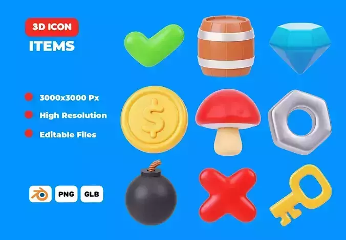 Items 3D Icon Pack