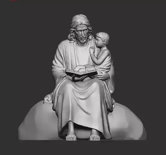 Jesus with Child Reading  Peaceful  3D print model