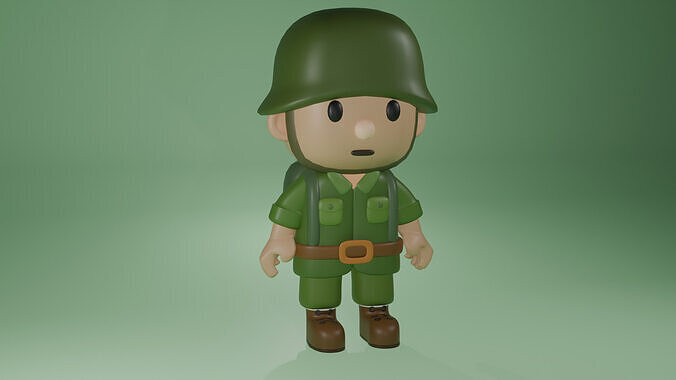 Soldier bob Low-poly 3D model