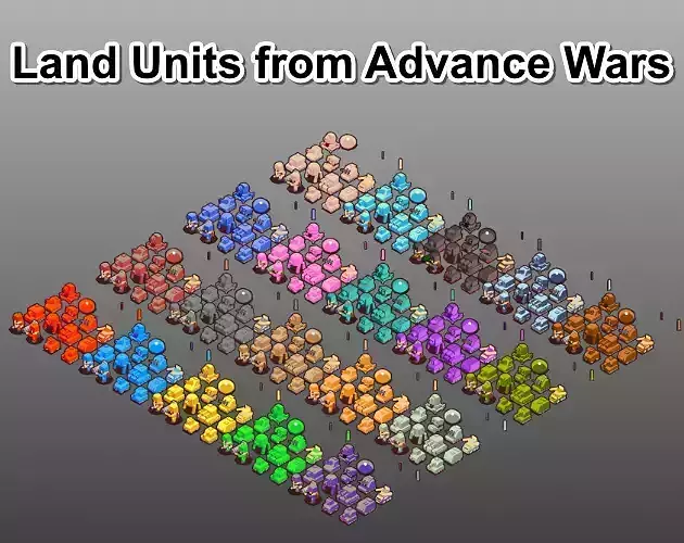 Free 3D Land Units Advance Wars Free low-poly 3D model