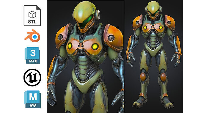 Alien Combat Unit Low-poly 3D model