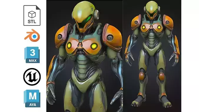 Alien Combat Unit Low-poly 3D model