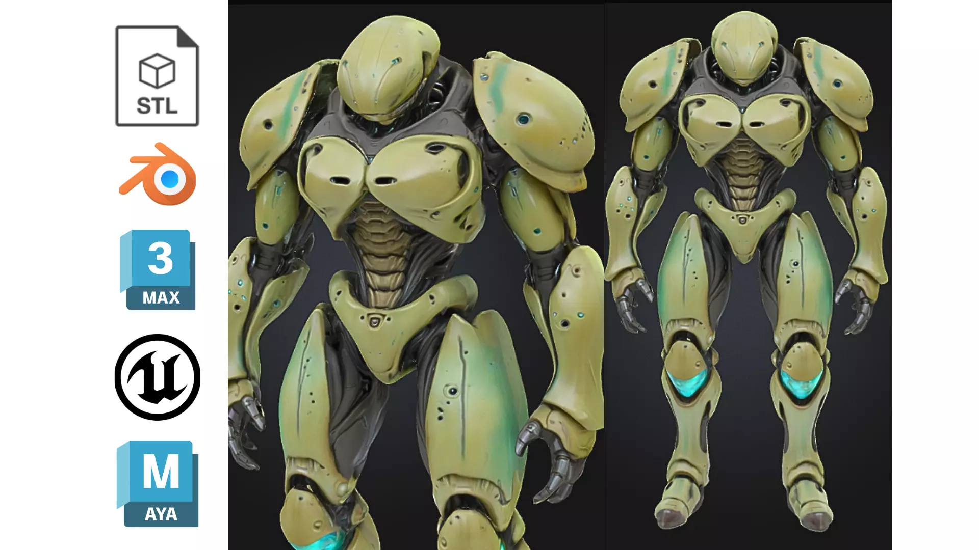 Futuristic Sci Fi Robot Low-poly 3D model_0