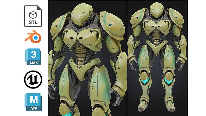 Futuristic Sci Fi Robot Low-poly 3D model