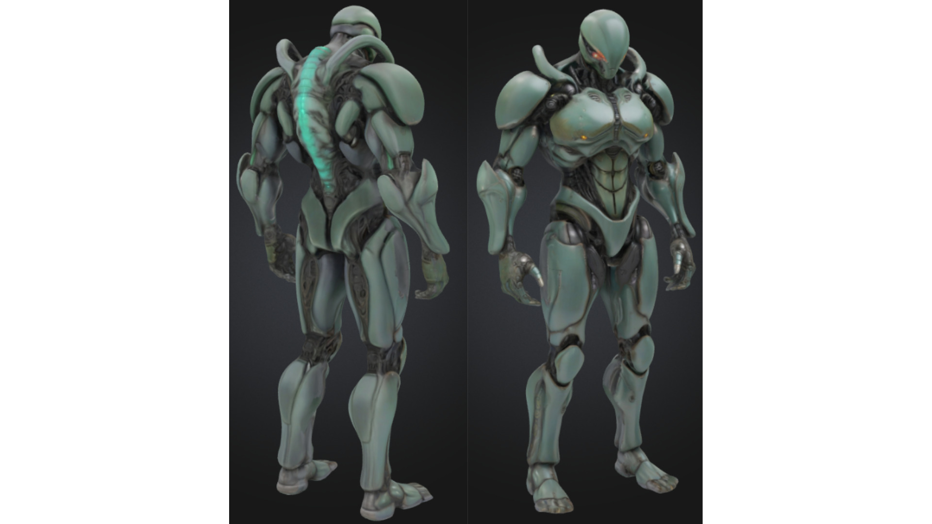 Futuristic Bio Mech Robot Low-poly 3D model_2